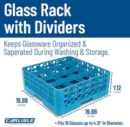 Glazen Rek - Vaatwasrek - Veilig Glazen Wassen - 16 Compartimenten - 7.12 Inch - Blauw — thumbnail 4