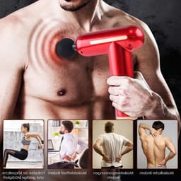 Massagepistool - Draagbaar apparaat - Spierherstel - 6 snelheden 4 koppen - 12mm diepte - Rood — thumbnail 1