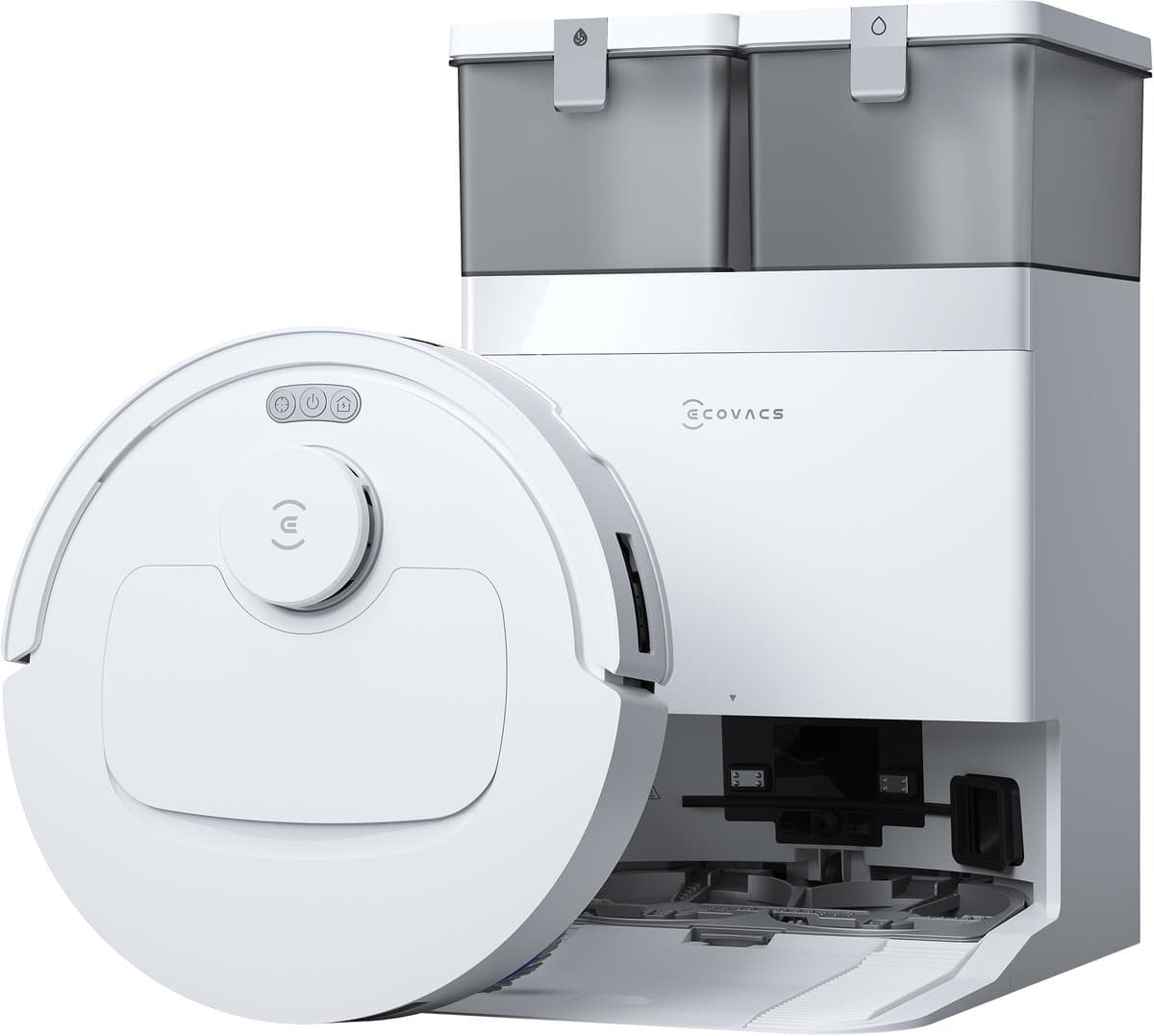 ECOVACS DEEBOT T30e OMNI Robotstofzuiger met dweilfunctie- 25.000 Pa- OZMO Turbo 2.0 dweilen- ZeroTangle 3.0 anti-klit-Triple-V-hoofdborstel- Omni-station-Wit — afbeelding 1