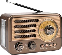 Retro radio met Bluetooth, AM/FM/SW kofferradio met Bluetooth 5.3, keukenradio, klein, ondersteunt USB/TF/AUX-functie, radio-ontvangst, telescopische antenne, geschikt voor kantoor, thuis en — thumbnail 1