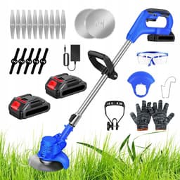 Grasmaaier - Accu Grasmaaier - Draadloze Trimmer - 800W Koperen Motor & 13000rpm - Verstelbare Steel 91-127cm - 2 Batterijen & Oplader - 3 Messen (Plastic/Metaal/Rond) - Voor Tuin & Gazon — thumbnail 3