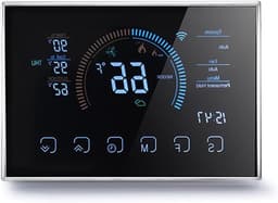Slimme Thermostaat - Warmtepomp Bediening - Energie Besparen - App & Spraakbediening - LCD Kleurenscherm - Zwart — thumbnail 1