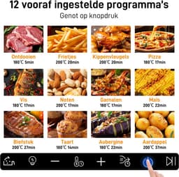 Digitale Airfryer XXL 8L Sinaopus 8005A -1800W Heteluchtfriteuse - Kleurendisplay - 12 Voorgeprogrammeerde Functies - Slimme Tijd & Temperatuurregeling - Capaciteit voor 5 Personen — thumbnail 5