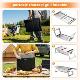 Opvouwbare BBQ – Draagbare Houtskool Barbecue – Compact & Lichtgewicht – Camping BBQ / Balkon BBQ / Picknick Grill – Snel Opgezet & Makkelijk Mee te Nemen — thumbnail 2