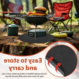 Ronde vuurkorfmat van 60 cm, water- en olieafstotend, herbruikbare hittebestendige barbecuepad voor buiten koken op terras en gras — thumbnail 5