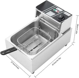 Elektrische Friteuse - Frituurpan - Thuis Frituren - Traploos Regelbare Thermostaat - 6 Liter Inhoud - Zilver — thumbnail 5