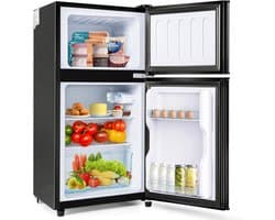 Koel-vriescombinatie dubbele deur - Compacte koelkast - Kleine ruimtes - Energieklasse E - 87 x 45 cm - Antiek zwart