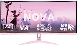 Arozzi Nova 34" Gaming Monitor - Curved - UWQHD VA - 165Hz - Roze — thumbnail 1