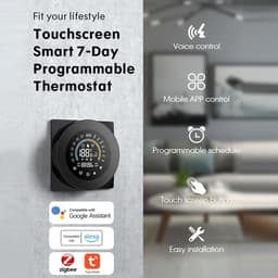 Slimme Thermostaat - Digitale Regelaar - Energie Besparen - Programmeerbaar Comfort - 87 mm - Zwart — thumbnail 4