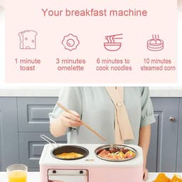 Ontbijtapparaat - Keukenmachine Alles-in-één - Compleet Ontbijt Maken - 4-in-1 Multifunctioneel - 8 Liter Oveninhoud - Roze — thumbnail 5