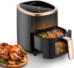 Heteluchtfriteuse - Airfryer Frituurpan - Gezond Koken - 8 Programma's Touchscreen - 6 Liter - Zwart — thumbnail 1