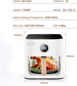 Airfryer Oven - Heteluchtfriteuse - Gezond Koken - Spraakbesturing - 4 Liter - Blauw — thumbnail 5