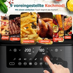 Cookwise Dual Zone Air Fryer 2 Lades - Heteluchtfriteuse met Kijkvenster - 9-In-1 Kookmogelijkheden - Zwart — thumbnail 4