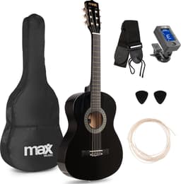 Kinder gitaar - MAX SoloArt akoestische gitaar 3/4 - Met gratis muzieklessen en accessoires - Zwart — thumbnail 1