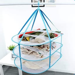 Opvouwbare winddichte netmand voor truien - 3-laags textielnet (blauw) — thumbnail 3