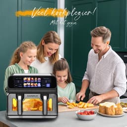Flolife - Airfryer - Heteluchtfriteuse - 2200W - Dubbele Mand - 9 L - XXL - Multifunctionele - LED Touchscreen en Instelbare Timer — thumbnail 5