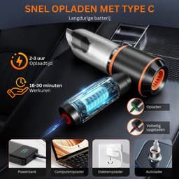 CLVP® Kruimeldief Draadloos - Auto Stofzuiger - Handstofzuiger - Zwart — thumbnail 3