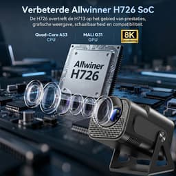 XGODY Mini Pro Beamer - Home Cinema - Projector - Android 14.0 - WiFi 6 & Bluetooth 5.4 - 4k Beeldkwaliteit - Projector Scherm - Zwart — thumbnail 2