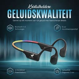 NovaWare Bone Conduction Headphone – Hardloop Oortjes Draadloos - Sport Oordopjes - Sport Oortjes - Open Ear Oortjes - 32GB Geheugen – Bluetooth - IP68 – Zwart — thumbnail 4