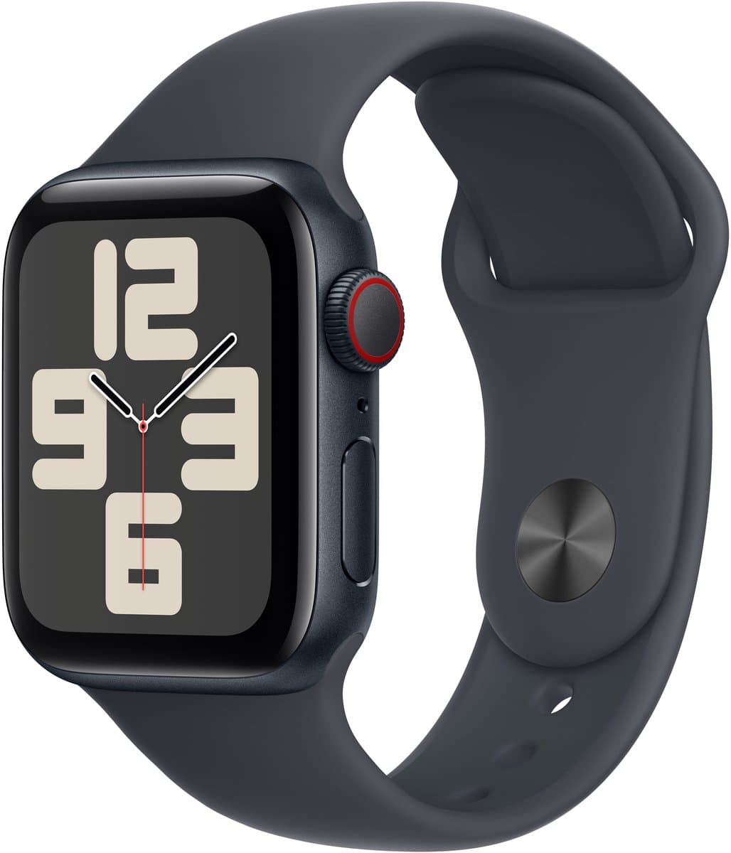 Apple Watch SE 2024 - Smartwatch - GPS + Cellular - 40mm - Midnight Aluminium Case - Midnight Sport Band - S/M — afbeelding 1
