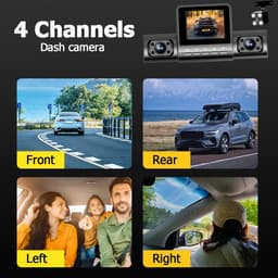 Deze nieuwe high-definition dashcam beschikt over vier lenzen, een 5,08 cm display, nachtzicht en gelijktijdige opname van voor, achter, links en rechts. Hij wordt ook geleverd met een geheugenkaart van 32 GB. — thumbnail 2