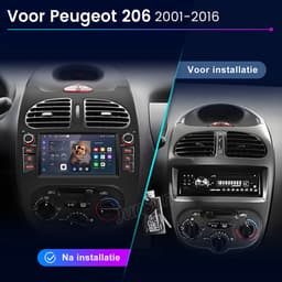 Hexinex Quad-Core autoradio Geschikt voor Peugeot 206 (2001-2016) - Draadloos CarPlay, Android Auto, multimediaspeler, Android 15, 2GB+64GB — thumbnail 4
