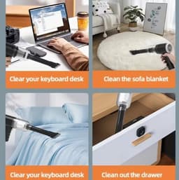 Draagbare Mini Stofzuiger – 3000PA Krachtige Zuigkracht – Compact & Snoerloos – Met Borstelopzetstukken – Voor Auto en Thuis — thumbnail 5