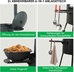Buitenkeuken Oven - Vuurkachel Kazan - Authentiek Koken - Gepoedercoat Staal - Ø 40 cm - Zwart — thumbnail 5