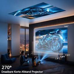 Mini beamer - XNAN smart projector - Android 11 - WiFi 6 - Bluetooth - 4K ondersteuning - 720p native - automatische keystone - draagbare home cinema beamer - handmatige focus - 40 tot 120 inch - 1 tot 4 m projectieafstand - compact formaat — thumbnail 4