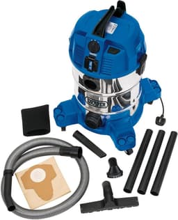 Nat-Droog Stofzuiger - Waterstofzuiger Werkplaatsstofzuiger - Werkplaats Reinigen - Geïntegreerd Stopcontact - 30 Liter - Blauw — thumbnail 2