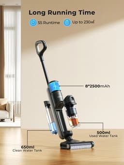 ShopWizz Nat- en Droog Stofzuiger - Met Dweilfunctie - Automatische Zuigkrachtregeling - 13000PA Sterke Zuigkracht - 55 min. gebruik - Zwart — thumbnail 2