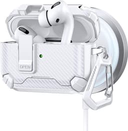 Telestore - AirPods Pro 3 Carbon hard case cover - Carbon hybride wit hoesje Beschermhoes - AirPods pro 3 Cover - hoesje geschikt voor Apple Airpods pro 3 - wit - Carbon hard cover - met MagSafe functie — thumbnail 1