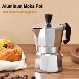 Mokapot met een inhoud van 9 kopjes, aluminium behuizing, een klassieke espressomachine voor thuisgebruik en op de camping. — thumbnail 2