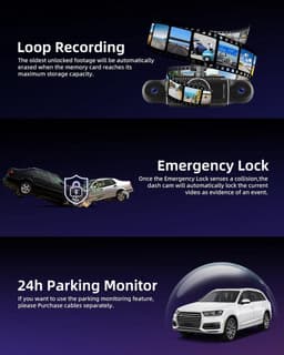 Dashcam – Auto Camera – Rijcamera – Bewakingscamera – 360° Dashcam – 4 Camera’s Met Wifi – 64GB Geheugenkaart & G-Sensor Met Parkeermodus — thumbnail 2