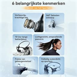 Sanag Bone Conduction Headphones – Sport Koptelefoon – Open-Ear Sport Headset Bluetooth 5.4 – Veilig Fietsen & Hardlopen – 8 Uur Batterij – IPX5 Waterdicht & Open Ear Design – Titanium Frame – Blauw — thumbnail 2