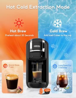 Capsule Koffiemachine - Multi Koffiezetapparaat - Thuis Kantoor Gebruik - 4 Adapters Zelfreinigend - 245 x 11 x 245 cm — thumbnail 3