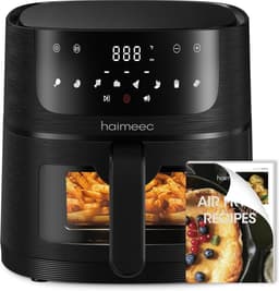 Luchtfriteuse 4 liter - 8 voorkeuzes bakken roosteren grillen - digitale touchscreen - kijkvenster - shake-herinnering - 78 recepten - geschikt voor 4-8 personen - gemakkelijk schoonmaken antiaanbaklaag — thumbnail 1