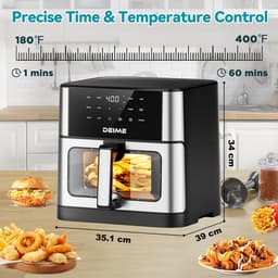 Grote Heteluchtfriteuse met 5 Functies en Antiaanbaklaag Mand — thumbnail 5