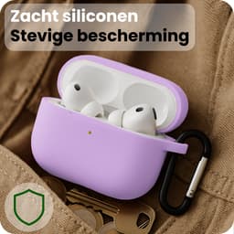 Case - Geschikt voor Apple Airpods Pro 3 - Siliconen Hoes met Clip - Silicone Hoesje Cover - Lila — thumbnail 4