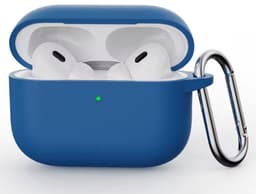 Hoesje Geschikt voor AirPods Pro 3 - Donker Blauw - Casemania Liquid Siliconen Bescherm Hoes met Bevestigingslus & Karambijnhaak — thumbnail 1