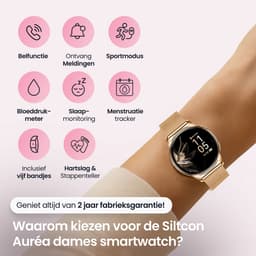 Siltcon® Auréa Smartwatch Dames - Horloge Dames - Stappenteller Horloge Dames - Sporthorloge Dames - Hartslagmeter - Slaapmonitor - Saturatiemeter - Geschikt voor iOS/Android - AMOLED - RVS - Elke pols - Incl. 5 Bandjes — thumbnail 2