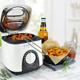 Compacte friteuse met thermostaat en antiaanbaklaag - 1 liter, ivoorwit — thumbnail 3