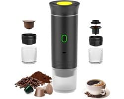 Draagbaar Koffiezetapparaat - 3-in-1 Espressomachine voor Capsules en Gemalen Koffie - Compact en Snel Verwarmd voor Thuis en Op Reis