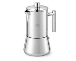 Adore Maison Barista – RVS Moka Pot – 6 Kops Espressomaker – Inductie Geschikt – Italiaanse Percolator – Zilver