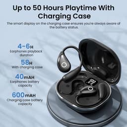 Open Ear Oordopjes - Draadloze Bluetooth 5.4 Sport Oordopjes - Met Digitale Display en 50Uur Speeltijd - Voor Fietsen en Hardlopen - Sportoordopjes - Roze — thumbnail 5