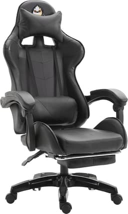 Gotagee Bureaustoel Gamingstoel Ergonomische Gamestoel Met Lendensteun un voetpedalen Hoogte en Ligfunctie Zwart — thumbnail 2