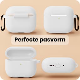 Hoesje - Geschikt voor Apple Airpods Pro 3 - Siliconen Hoes met Clip - Silicone Case Cover - Wit — thumbnail 2