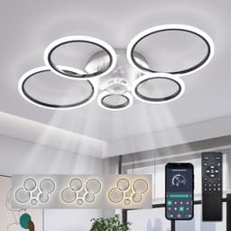 Plafondventilator met Verlichting en Afstandsbediening - Dimbare LED Ventilator voor Slaapkamer en Keuken — thumbnail 3