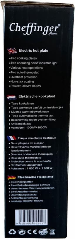 Cheffinger Cf-Ehd1000: 1000W Elektrische Kookplaat - Dubbel — thumbnail 2