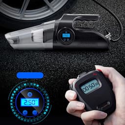 4-in-1 Autostofzuiger – 8000PA Zuigkracht – Handstofzuiger met Compressor, Bandenspanningsmeter & LED-lamp – Nat/Droog – 12V – Auto Luchtpomp – Met Accessoires – 120W — thumbnail 4